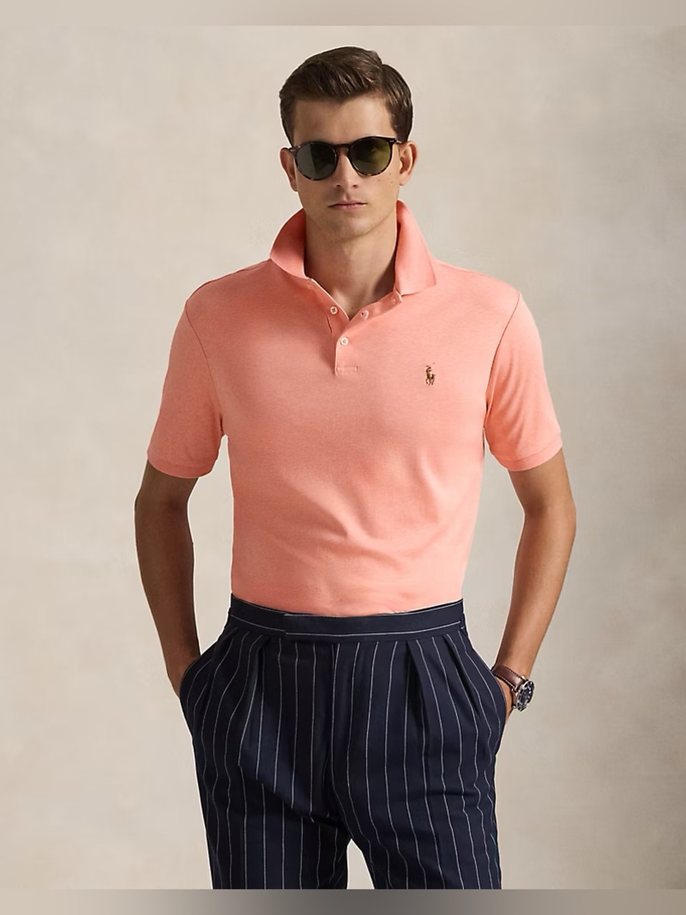 Ralph Lauren Soft Cotton Classic Fit Polo Shirt - Soft Orange Heather